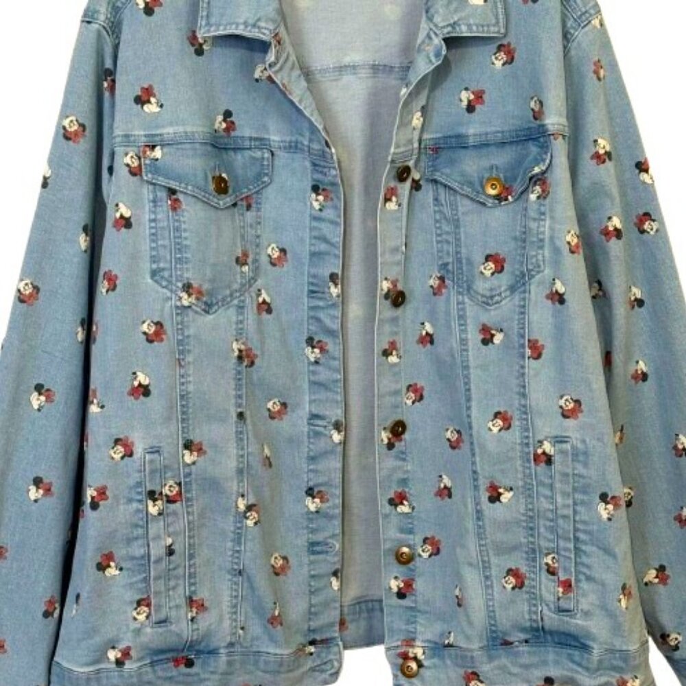 Disney Parks Womans Minnie Mouse Stretch Denim Jean Jacket SZ 2X - Picture 3 of 15